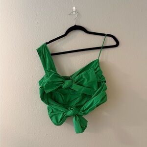 ANTHROPOLOGY - Green Knot-Front Women's Crop Top - Size 2